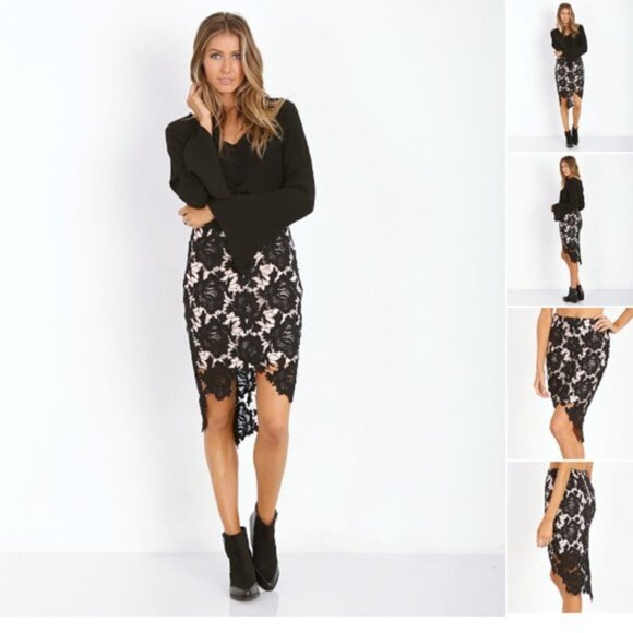 🖤Keepsake The Label I Will Wait Skirt Black Lace - Picture 3 of 10